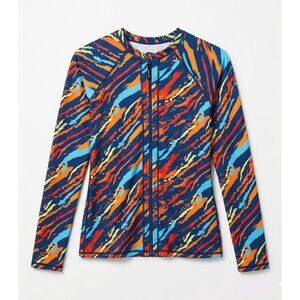 Axesea Size 6 Floral Abstract Full Zip Rashguard Long Sleeve Swim Top UV 50+